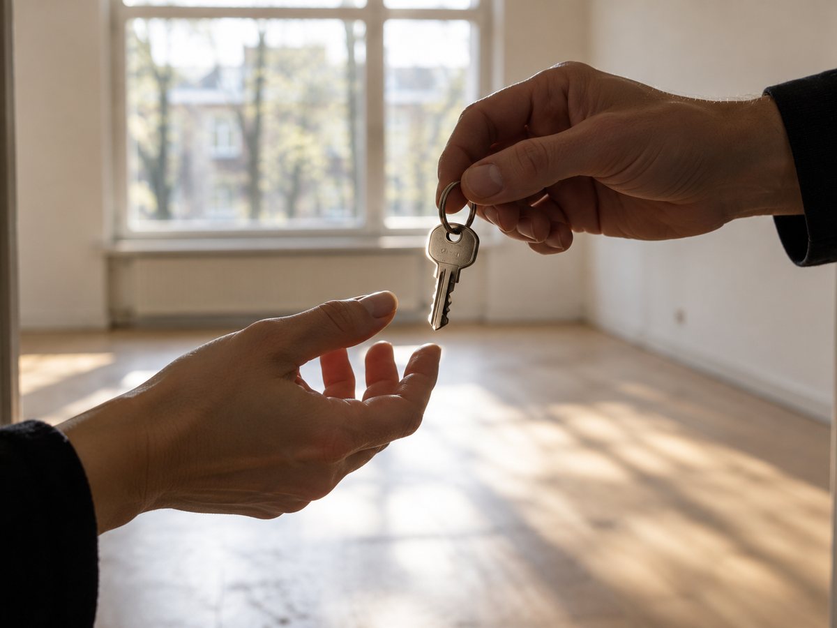 De sleutel wordt overhandigd in een lege kamer